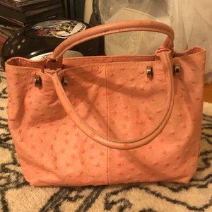 ostrich leather pink purse cecconi piero firenze